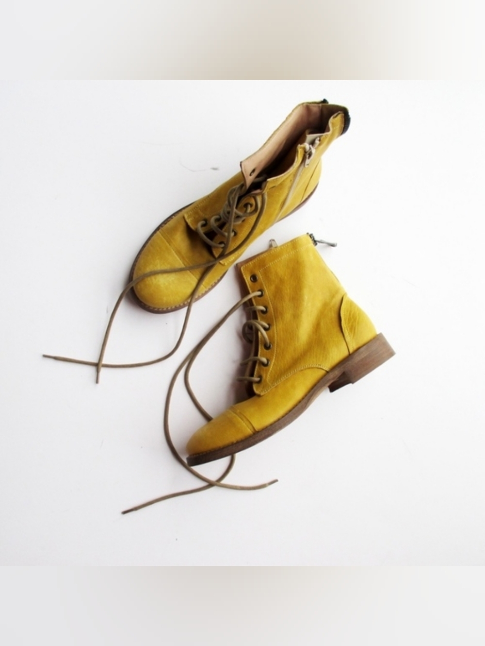 Free People Portland Campus Lace Up Booties Banana Tan - Picture 11 of 11